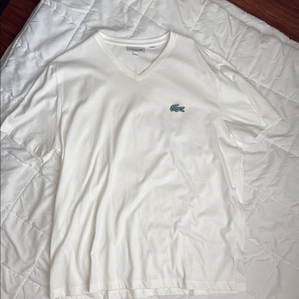 Lacoste White Short Sleeve Tee Classic Crew Neck